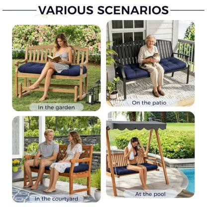 Outdoor Swing Bench Cushion Floral Replacement Cushions for Patio - color: White Green
