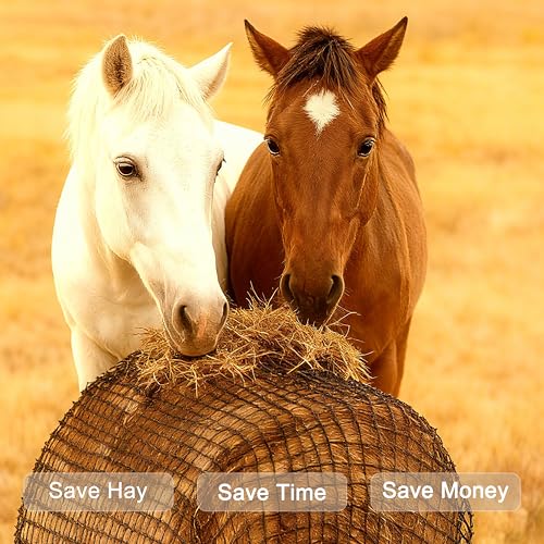 Martx 5x5ft Round Bale Hay Net for Horses Slow Feed, Knotless Feeder - size: 5x5ft