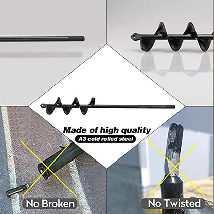 Auger Drill Bit for Planting Ruooson 1.9X14.5 in Garden AugerSpiral Easy Planter Rapid Planter Plant for 3/8" Hex Drive <1Pcs>. (1.9x14.5 in) - size: 1.9x14.5 IN