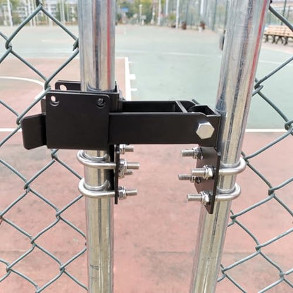 BiJun Chain Link Double Gate Latch for 1-1/4 Inch Gate Frames - Strong Arm Design with Padlock Holes,Chain Link Fence Latch for Ranch Fences & Yard Gates (Black) - color: Black
