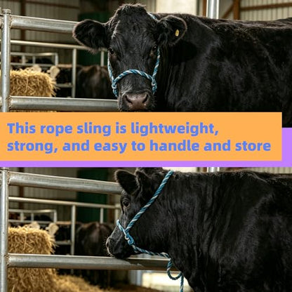Rope Halter for Cattle, Goat, Sheep - 68.9in Polyester Braided Lead - color: Blue