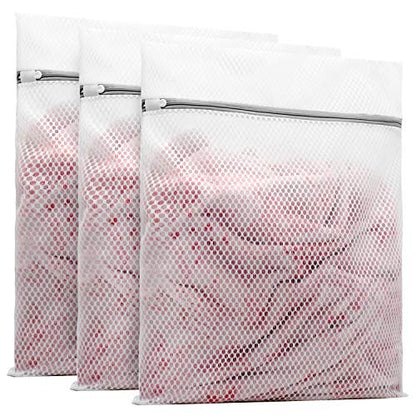 Muchfun 3Pcs Durable Honeycomb Mesh Laundry Bags for Delicates 16x20 Inches | (3 Large) - size: 3 Large
