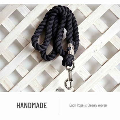 Cotton Lead Rope for Horses, 6.56 ft 4/5 in, Triple-Strand Black, Bolt Snap - color: Black