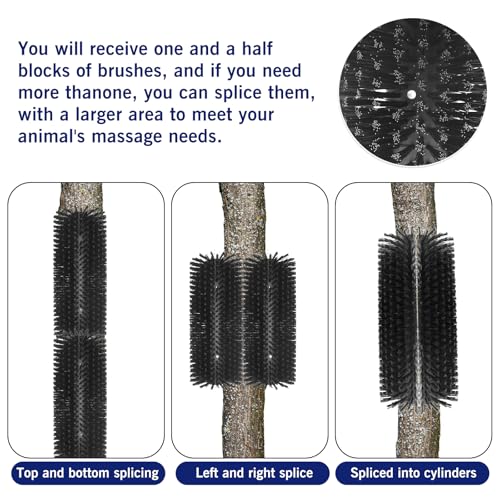 4PCS Livestock Scratching Brush Goat Scratching Tool Post Massage Grooming Brush with 8 Screws for Animals Back Scratcher Itch Brushes for Cattle, Sheep, Horses, Pigs,Cow (4, Black) - color: Black