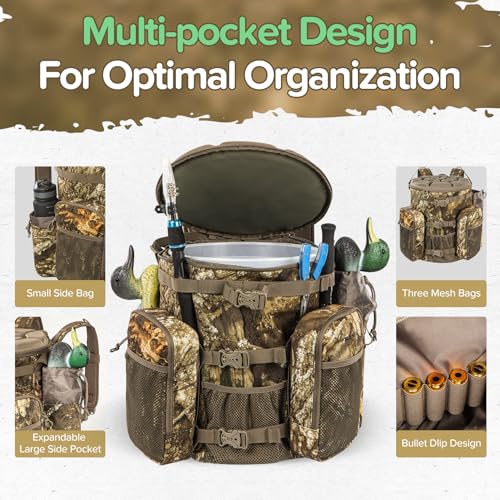 BLISSWILL Hunting Bucket Backpack with Seat Suitable for 5-gallon fishing - color: Timbreon Camo