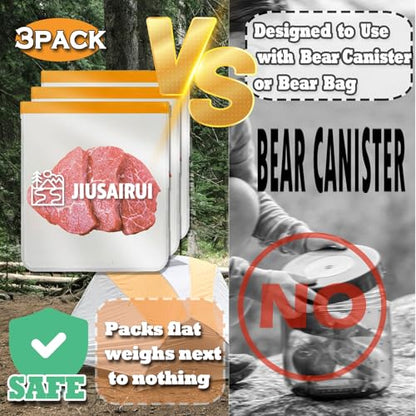 JIUSAIRUI Odor Proof Bear Bags for Food Backpacking: 3Pack Reusable Bear Proof Food Storage Designed to Use with Bear Canister for Backpacking fit Camping Hiking Water Sports