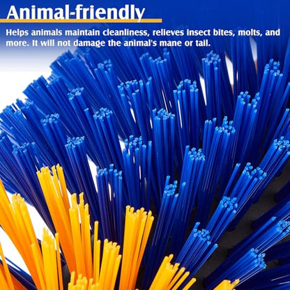 3 Pack Livestock Scratching Brush, Blue and Yellow - color: Blue and Yellow