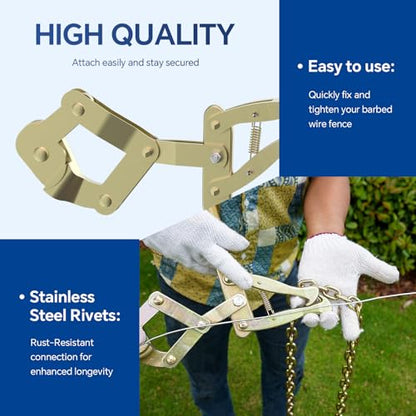 Heavy-Duty Chain Link Fence Stretcher Tool with 19.7FT Chain – 2200 lbs Wire Puller & Tensioner for Barbed Wire, Farm Fencing, Ranch, and Fence Repair (1 PC) - color: Single - Square Fence Stretcher Bar Puller