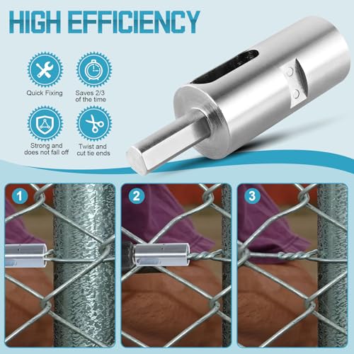 EZ Twist Ties Tool Compatible with 9 Gauge Drill Chuck,Wire Easy Twist Tool,Twisted Fence Tool for Fixing Chain Link Fence and Loop Fences