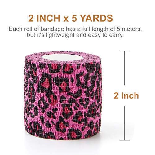 Pet First Aid Tape Waterproof Self Adherent Cohesive Bandage for Dogs Cats Horses Breathable Non-Woven Elastic Self Adhesive Sports Tapes (Leopard print) - color: Leopard print