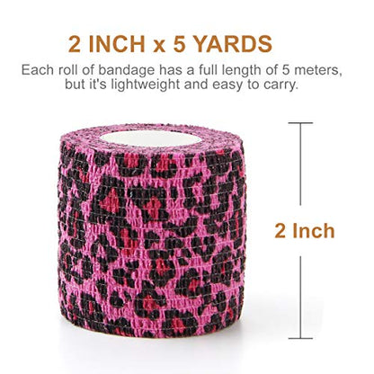 Pet First Aid Tape Waterproof Self Adherent Cohesive Bandage for Dogs Cats Horses Breathable Non-Woven Elastic Self Adhesive Sports Tapes (Leopard print) - color: Leopard print
