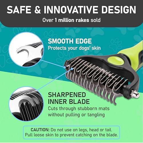 Maxpower Planet Pet Grooming Brush - Double Sided Shedding, Dematting Undercoat Rake for Dogs and Cats - Extra Wide Dog Grooming Brush - Yellow - color: Yellow, size: Large