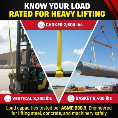 DD Sling 1 Inch x 16 Foot Nylon Lifting Sling – USA Made, 3,200 lb Vertical, 2,600 lb Choker, 6,400 lb Basket – 2-Ply Heavy Duty 900 Webbing, Type 3 Flat Eye & Eye Rigging Sling - size: 1"x16'