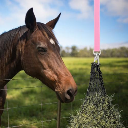 Ipetboom Adjustable Bucket Strap Reusable Bucket Hanger Strap with Swivel Clip Wear-Resistant Feeder Accessory for Horse Feed Buckets Nets Gates Fence Posts Stall Use 21.25in