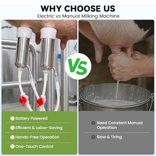 2 in 1 7L Electric Milking Machine with 4 Goat Teat Cups & 2 Cow Teat Cups