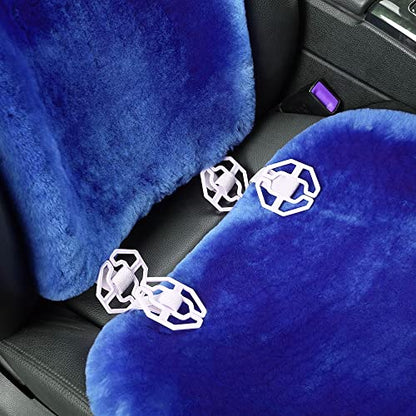 OGLAND Blue Fuzzy Sheepskin Car Seat Cover | Soft Natural Fur Wool Cushion - color: Blue