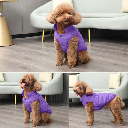 JoyDaog Fleece Lined Dog Jacket for Small Dogs,Winter Dog Coat,Purple M - color: Purple, size: Medium