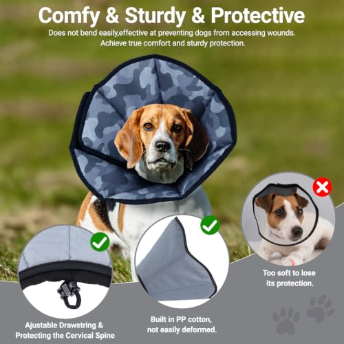 Soft Dog Cone Collar for Large Dogs After Surgery Adjustable - color: Camouflage, size: L (Neck Girth: 12.6-17.3in)