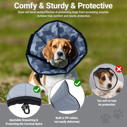 Soft Dog Cone Collar for Large Dogs After Surgery Adjustable - color: Camouflage, size: S (Neck Girth:9.1-10.7in)