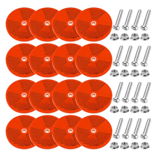 Car Front Round Reflector, 16PCS 2.36" Safety Vehicle Reflectors with Center Mounting Holes & Screws, Reflective Marker for Driveaway Fence Gate Post, Universal for Truck Sedan SUV (Red) - color: Red