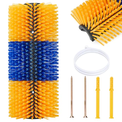 Livestock Scratch Brush, Horse Brushes Cow Scratcher, Full Massage Grooming Brush Kit, Horse Grooming Kit, Relieve Itching on the Back for Horse, Cow, Goat, Pig (Blue-Yellow)