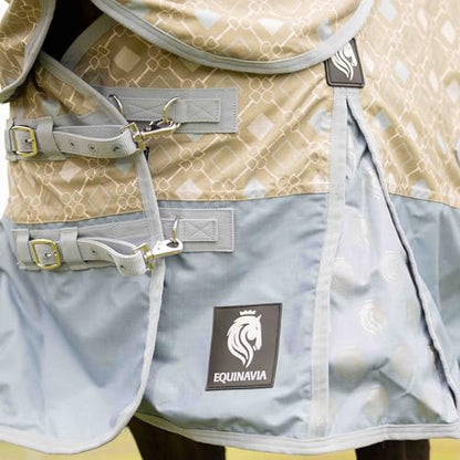 Equinavia Norse Waterproof Turnout Blanket, Lightweight 100g Rain Sheet - color: Slate Grey/Light Olive, size: 84 in