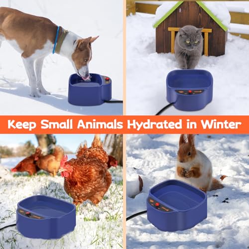 Heated Dog Bowl, 96oz/2.8L Outdoor Heated Water Bowl for Dogs, Cats, Chickens and Squirrels, Heated Pet Bowl with Chew Resistant Power Cord and ON/Off Switch, 35W
