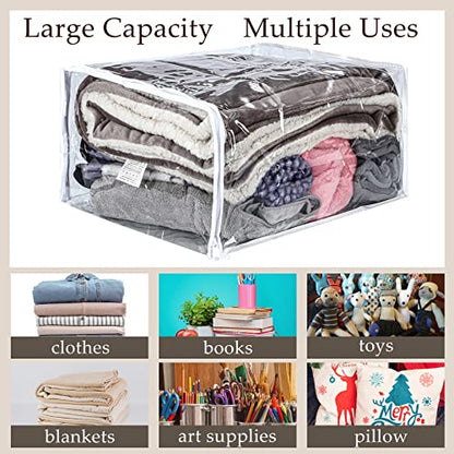 Shappy 6 Packs Clear Plastic Storage Bags with Zipper, 18 x 15 x 9 Inch | Sweater Bags, Moth Proof Protection, Vinyl, For Blankets Clothes Bed Sheet Comforters Pillows Quilt Closet Linen Organizer - size: 18 x 15 x 9 Inch