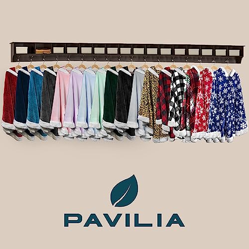 PAVILIA Hooded Blanket Poncho, Fleece Wearable Shawl Wrap, Snowflake Blue | Fleece Shawl Wrap with Hood, Adult Wearable Blanket, Cozy Warm Poncho Cape Throw with Pockets, Gift for Elderly Mom - color: Snowflake Blue