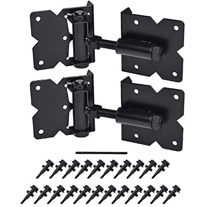 Self Closing Gate Hinges Heavy Duty, 90 Degree Adjustable, 2 Pcs - color: Black(1pcs)