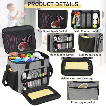 GMAK Pet Grooming Bag,Pet Hair Clipper Organizer Grooming Bag for Equipment - color: Grey