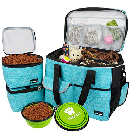 PetAmi Dog Travel Bag Organizer, Pet Supplies Diaper Tote, Teal Blue Large - color: Sea Blue, size: Large - 15.5"L x 9.5"W x 14.0"H