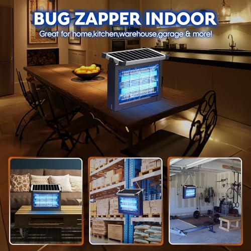 PhatroyYee Solar Bug Zapper, 4500V Mosquito Killer Electric Fly Zapper - color: Black&Sliver