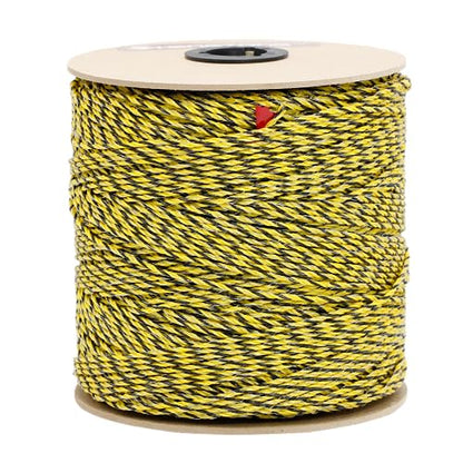 Electric Fence Poly Wire 1312ft 400m, 6 x 0.18mm Stainless Steel Conductors, Portable Electric Fence Polywire for Livestock, Yellow and Black Fence Wire - size: 1312ft(400m)