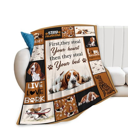 Basset Hound Blanket Ultra Soft Cozy Cute Dog Throw Blanket Fleece Fuzzy Plush Bedding Blanket Basset Hound Lovers Gifts for Women Girls Adults Couch Sofa 60"x50" - color: Basset, size: 60"x50"