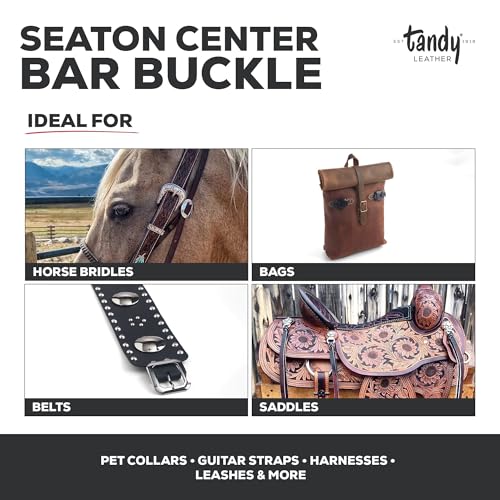 Tandy Leather Seaton Center Bar Buckle - Reliable Strap Buckle for Leather Belt Making Leather Craft Projects - Sturdy Metal Hardware for Belts, Guitar Straps, Bags - 1-1/2"