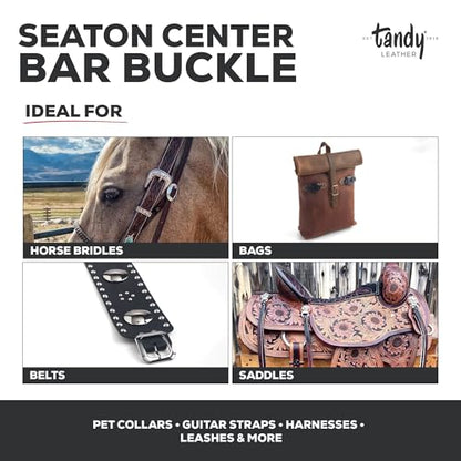 Tandy Leather Seaton Center Bar Buckle - Reliable Strap Buckle for Leather Belt Making Leather Craft Projects - Sturdy Metal Hardware for Belts, Guitar Straps, Bags - 1-1/2"