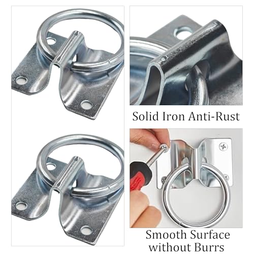 2Pcs M7*60 Metal Cross Tie Ring for Horse, Wall Mount Block Tie Rings for Horse Stall Stable Barn Supplies Equestrian Hitching Ring Hardware - size: Iron