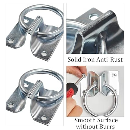 2Pcs M7*60 Metal Cross Tie Ring for Horse, Wall Mount Block Tie Rings for Horse Stall Stable Barn Supplies Equestrian Hitching Ring Hardware - size: Iron