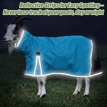 Goat Sheep Blanket -Summer Sun Protection Rain Coat for Show Goats Sheep Lambs Livestock Lightweight Waterproof Fly Sheet with Adjustable Belly Straps(S) - size: S