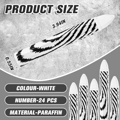 Tudomro 24 Pcs Lumber Crayons Bulk Wax Tire Marker Drawing Crayons for Marking on Lumber Metal Wood Carton Ceramics Glass Plastic, 3.94 x 0.55 Inch (White) - color: White