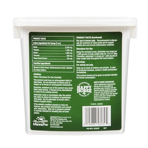Manna Pro Nature’s Force Bug Clear Horse Supplement, Horse Care, Natural Insect & Fly Defense, Supports Skin & Coat Health, NASC Quality Seal, 2 lb Bucket
