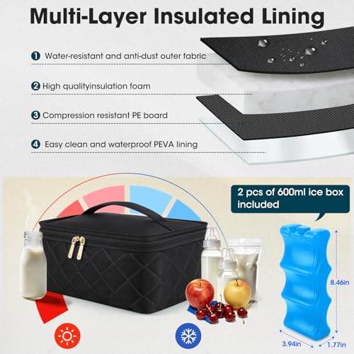 RAINSMORE Wearable Breast Pump Bag, Breast Milk Cooler Travel Bag,Black - color: Black