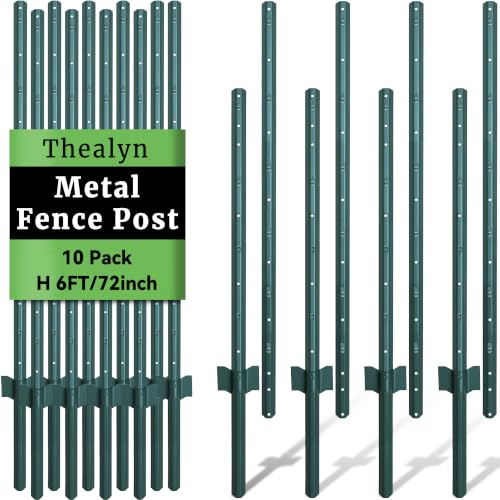 Thealyn Metal 10Pack 6FT Fence Posts for Wire Fencing Heavy Duty U Post - size: 6 Feet (Requires Assembly)