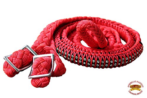 HILASON Braided Poly Barrel Reins 1" X 8Ft Flat Grip Knots - style: Western