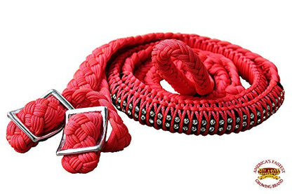 HILASON Braided Poly Barrel Reins 1" X 8Ft Flat Grip Knots - style: Western