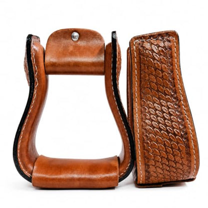 Western Saddle Stirrups with Basket Weave Tooled Leather | Tooled Leather, Western Style , Saddle Stirrup