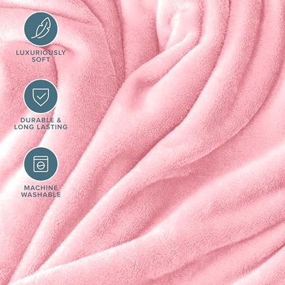 Bare Home Fleece Blanket Luxury Microplush (Full/Queen, Light Pink) - color: 18 - Light Pink, size: Full/Queen