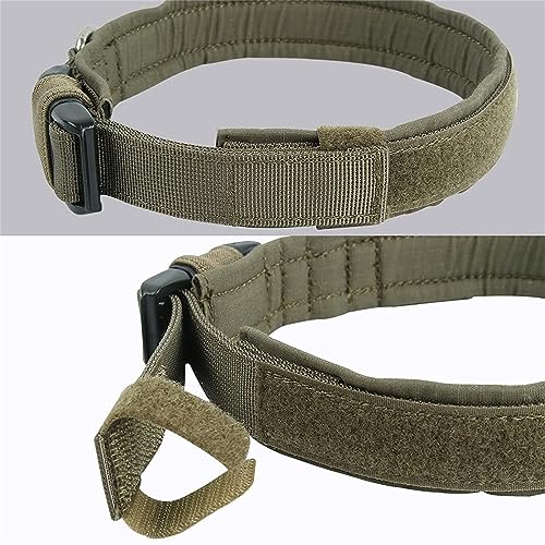 EXCELLENT ELITE SPANKER Tactical Nylon Padded Medium Dog Collar Adjustable - color: Ranger Green, size: M-(15.4"-19.3")