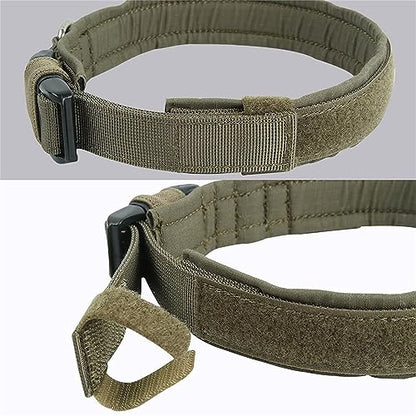 EXCELLENT ELITE SPANKER Tactical Nylon Padded Medium Dog Collar Adjustable - color: Ranger Green, size: M-(15.4"-19.3")
